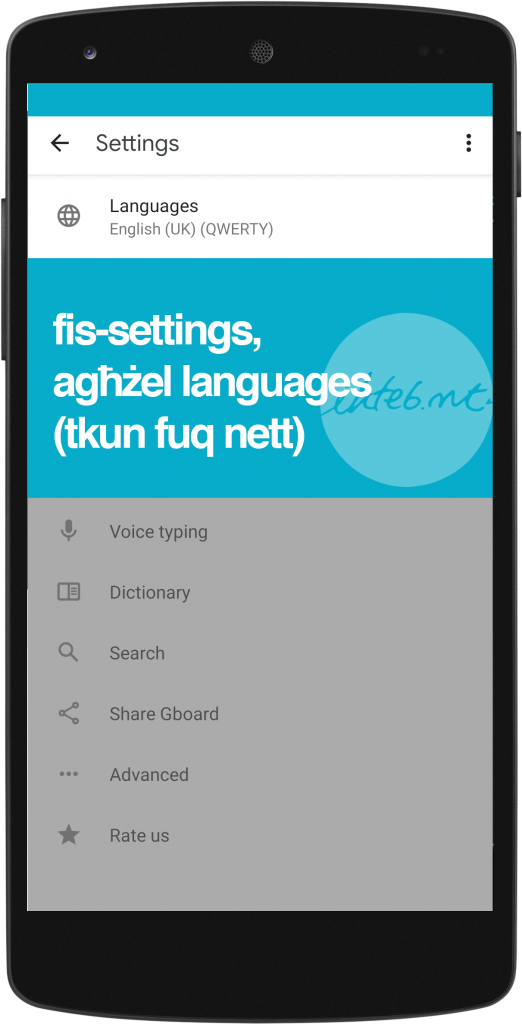 fis-settings, agħżel languages (tkun fuq nett)